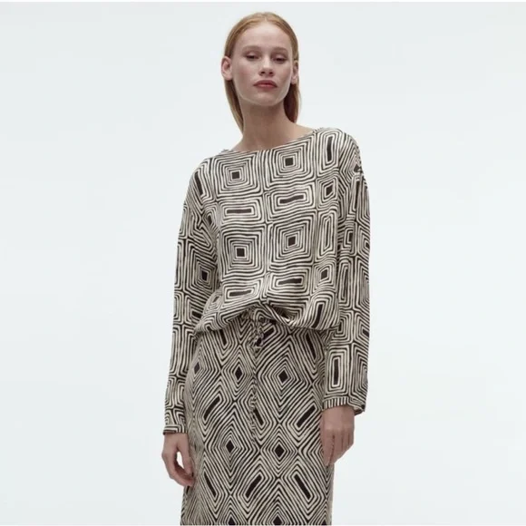 Zara Geometric Skirt and Blouse Two Piece - Picture 3 of 13